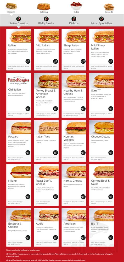 PrimoHoagies Menu